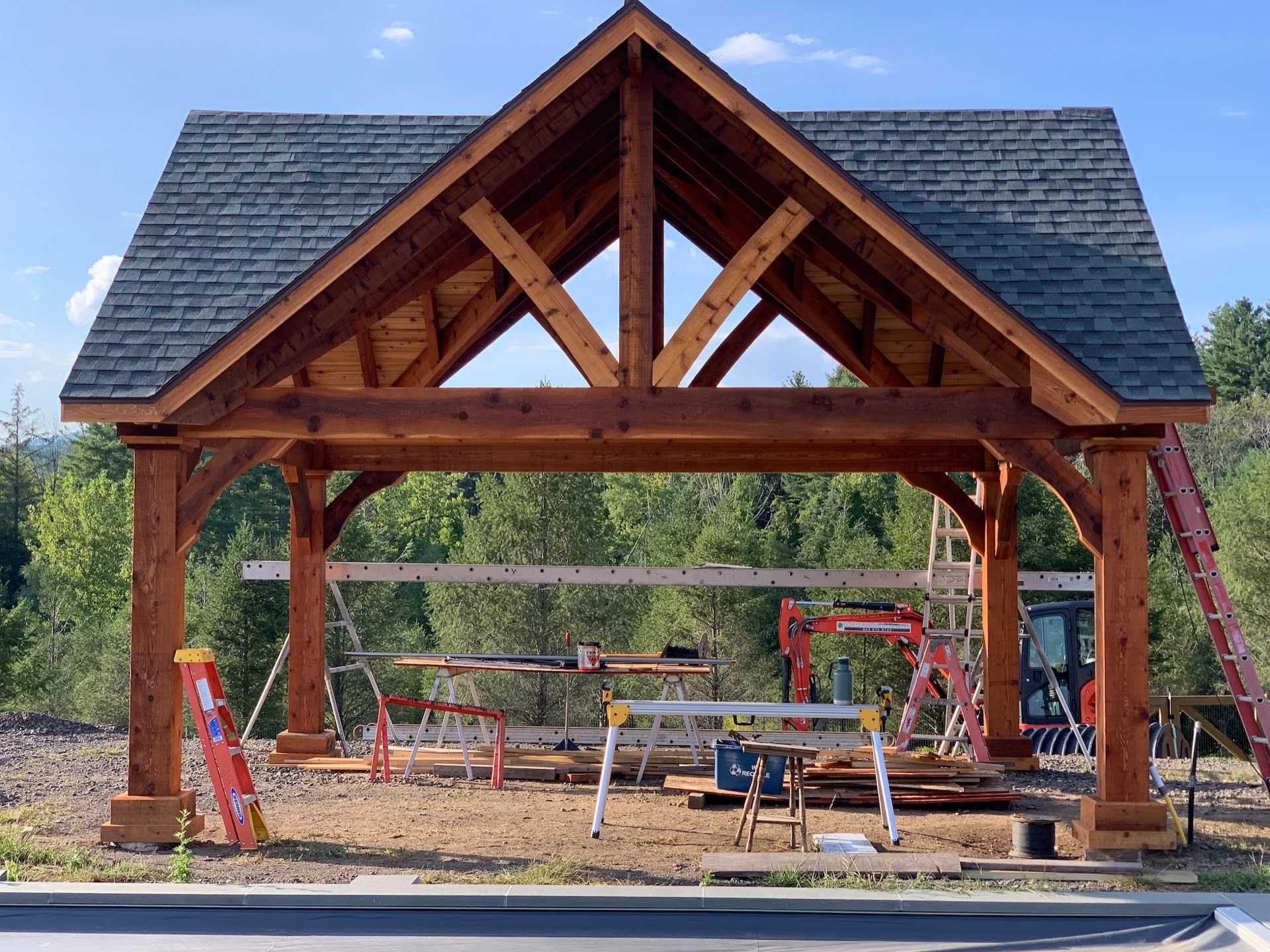Outdoor post and beam construction